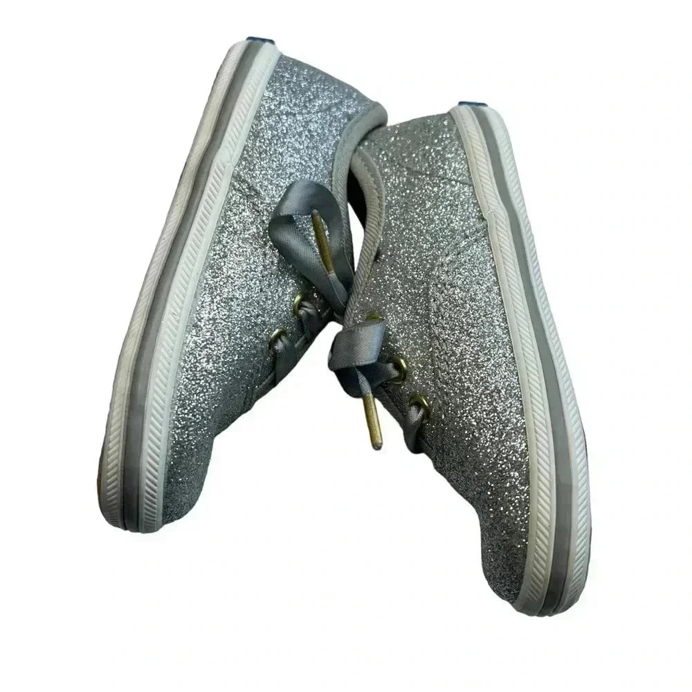 KEDS KATE SPADE GLITTER SNEAKERS SLIVER SNEAKERS SIZE 4 TODDLER LIKE NEW - Picture 6 of 12
